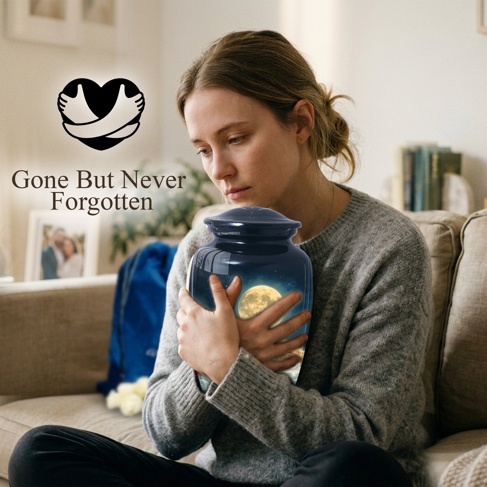 Cat Memorial Urn for Mom | Moon Cat Cremation  Large Urn for Ashes- Funeral Keepsake Urn