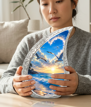 Beach Cremation Urn for Human Ashes | Wooden Beach Urn, Ocean Wave Urn & Beautiful Adult Urn for Mom and Loved Ones