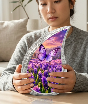 Butterfly Urn for Human Ashes | Purple Floral Butterfly Cremation Urn| Beautiful Butterfly Memorial Urn for Adult Ashes