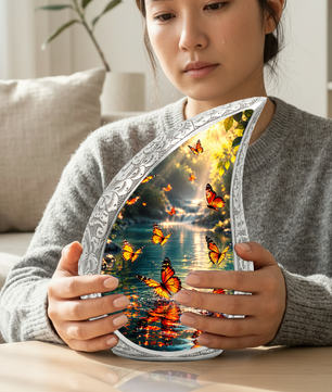 Yellow Butterfly Sunrise Urn for Human Ashes | Butterfly Cremation Urn