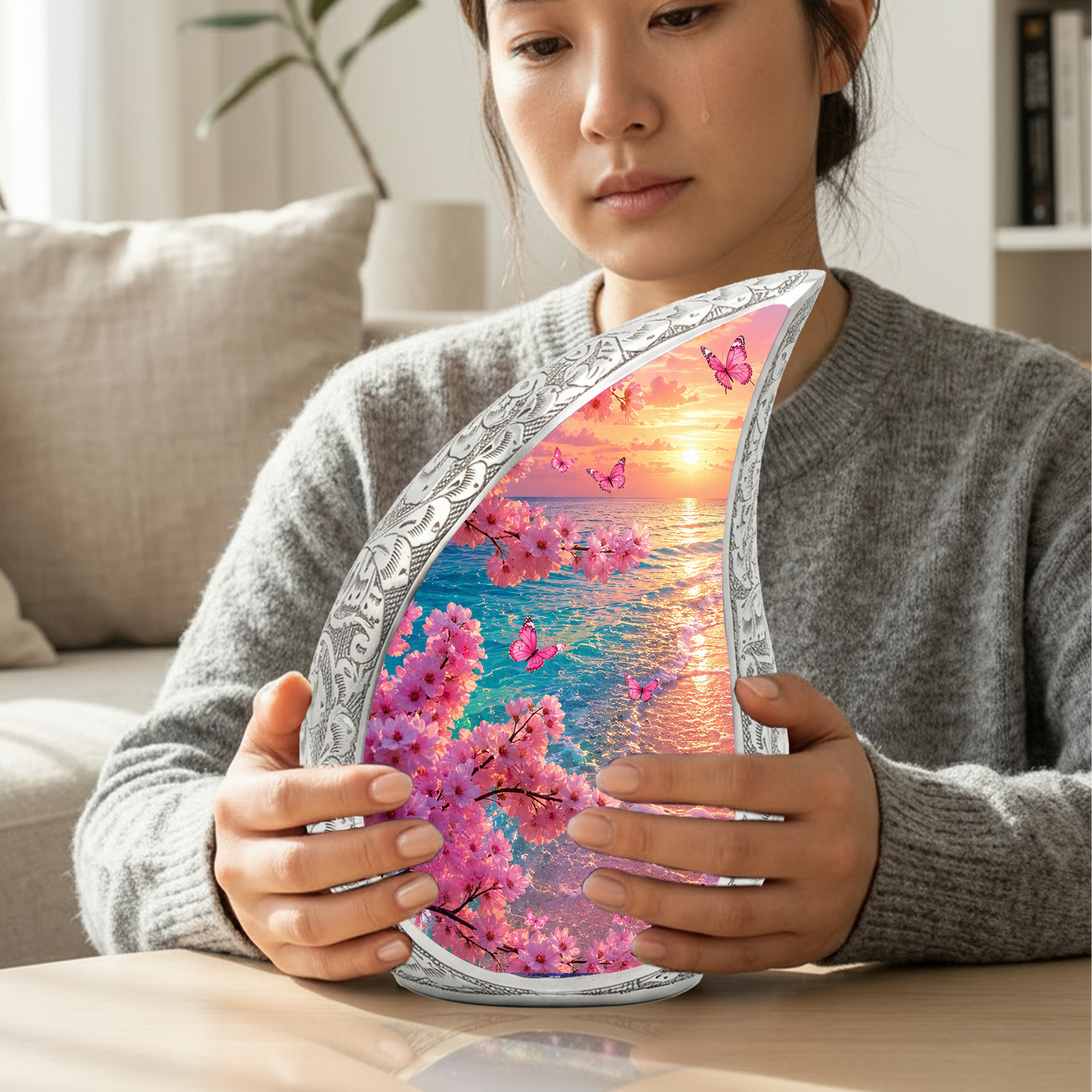 Beach Urn for Human Ashes – Ocean Sunset Cremation Urn
