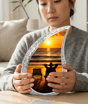 Beach Sunset Urn for Human Ashes | Ocean Sunset Cremation Urn & Beach Themed Memorial Urn