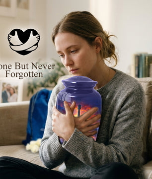 Guitar Funeral Urn - Adult Cremation Large Urn for Ashes |Ocean Sunset Memorial Urn