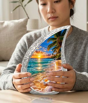 Beach Cremation Urn for Ashes, Tropical Ocean Memorial Urn, Sunset Beach Adult Urn, Personalized Coastal Cremation Urn