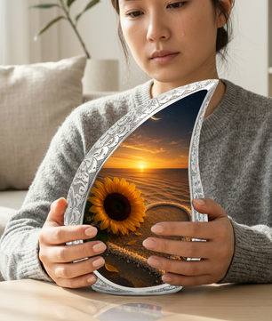 Beach Sunflower Urn for Human Ashes | Adult Cremation Urn with Sunflower & Coastal Design