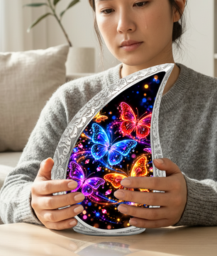 Personalized Butterfly Urn for Human Ashes, Adult Cremation Urn with Colorful Butterflies