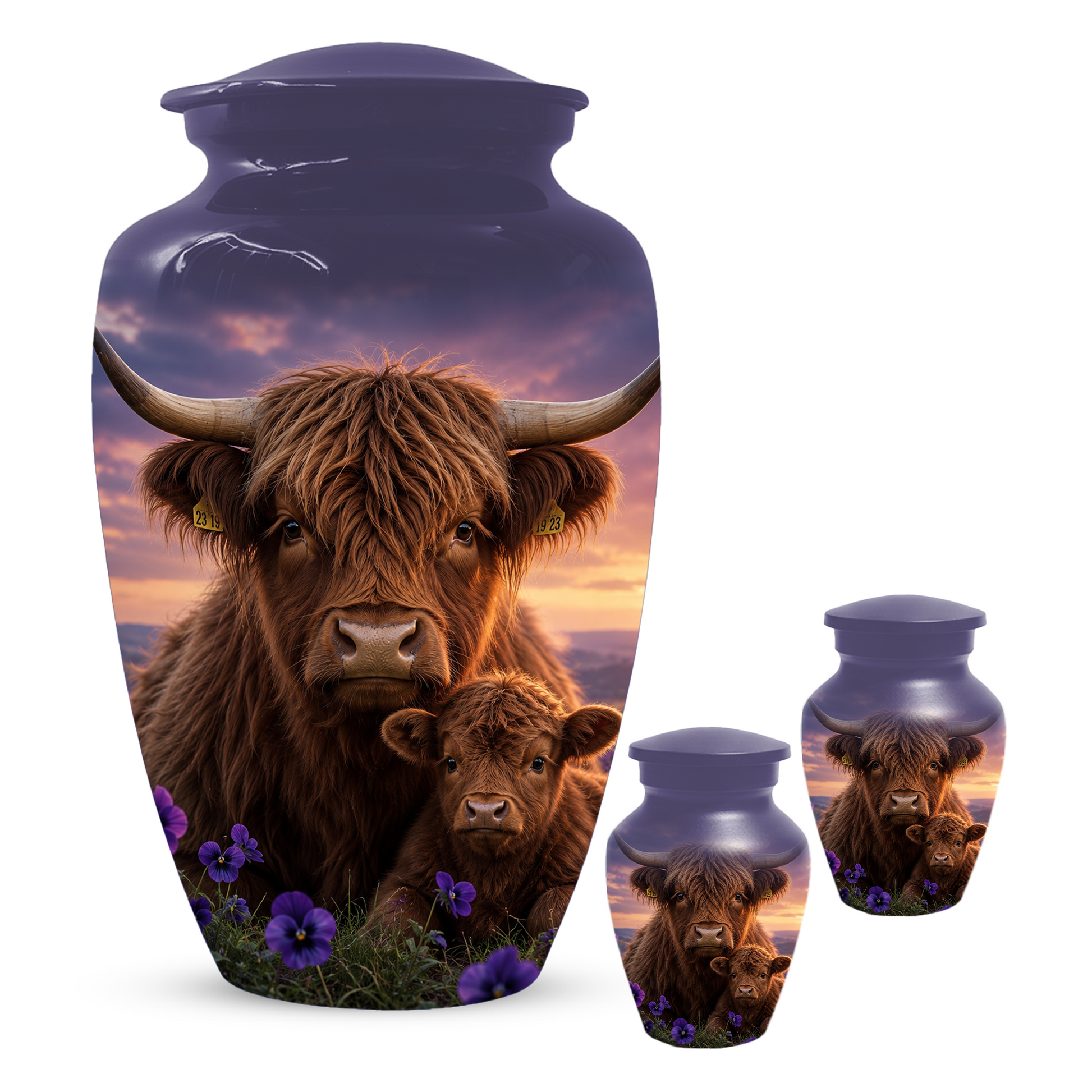 Highland Cow Cremation Urn for Ashes - Personalized Farm Animal Memorial
