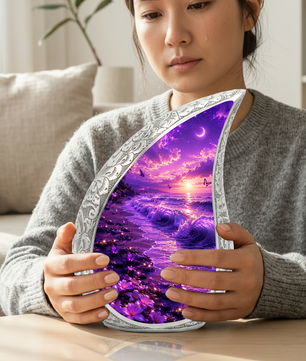 Purple Ocean Beach Cremation Urn for Adult Ashes