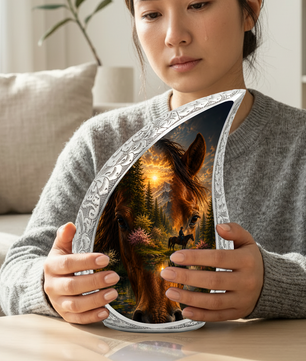 Horse Urn for Human Ashes | Adult Cremation Urn with Horse & Mountain Sunset