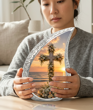 Cross Beach Urn for Human Ashes | Wooden Ocean & Beach Cremation Urn