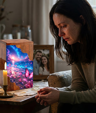 Butterfly Wooden Cremation Urn for Mom | Personalized Wooden Urn for Human Ashes