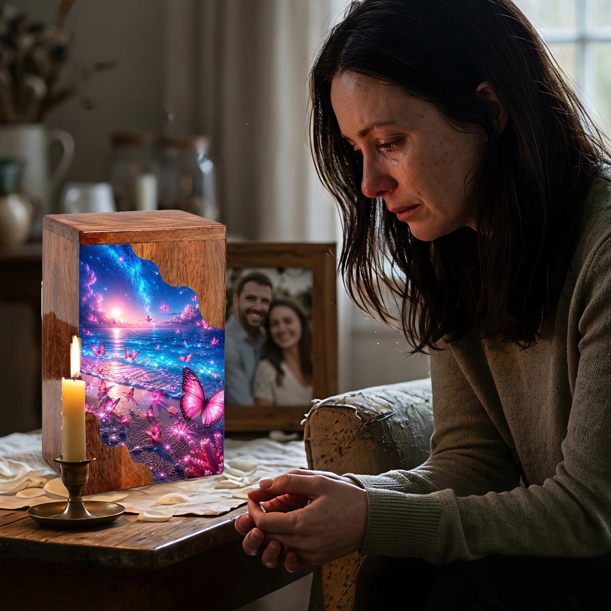 Butterfly Wooden Cremation Urn for Mom | Personalized Wooden Urn for Human Ashes