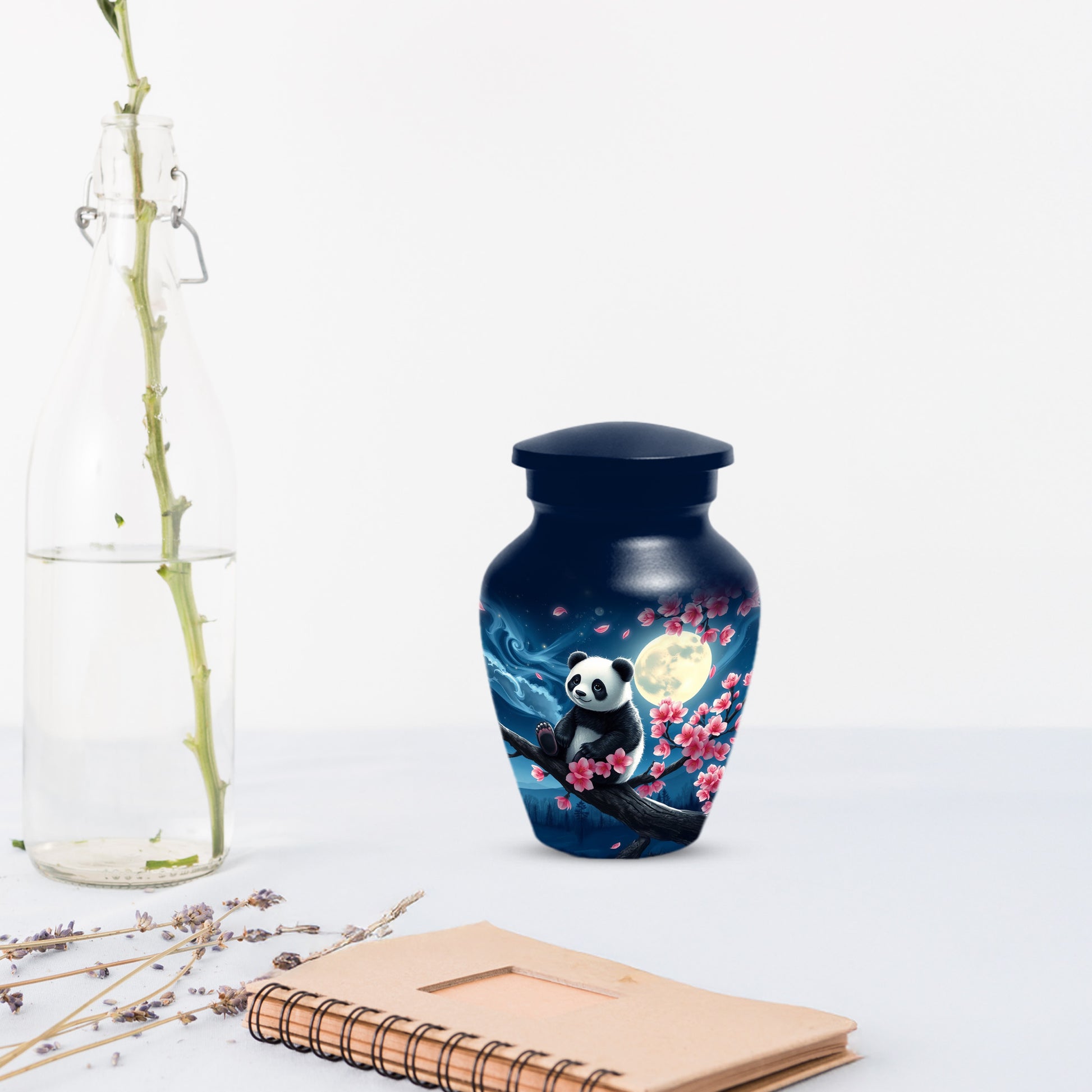 Panda Moon Urn for Ashes - Personalized Cherry Blossom Memorial for Mom | Cremation Urns for Mother