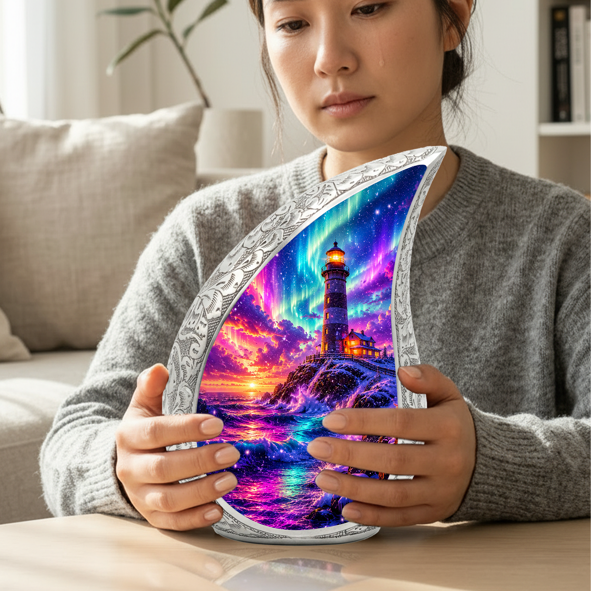 Ocean Wave Cremation Urn for Adult Ashes | Beautiful Ocean Theme Urn for Mom, Women & Human Ashes