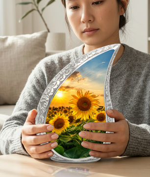 Sunflower Urn for Human Ashes | Beautiful Sunflower Cremation Urn for Mom & Women