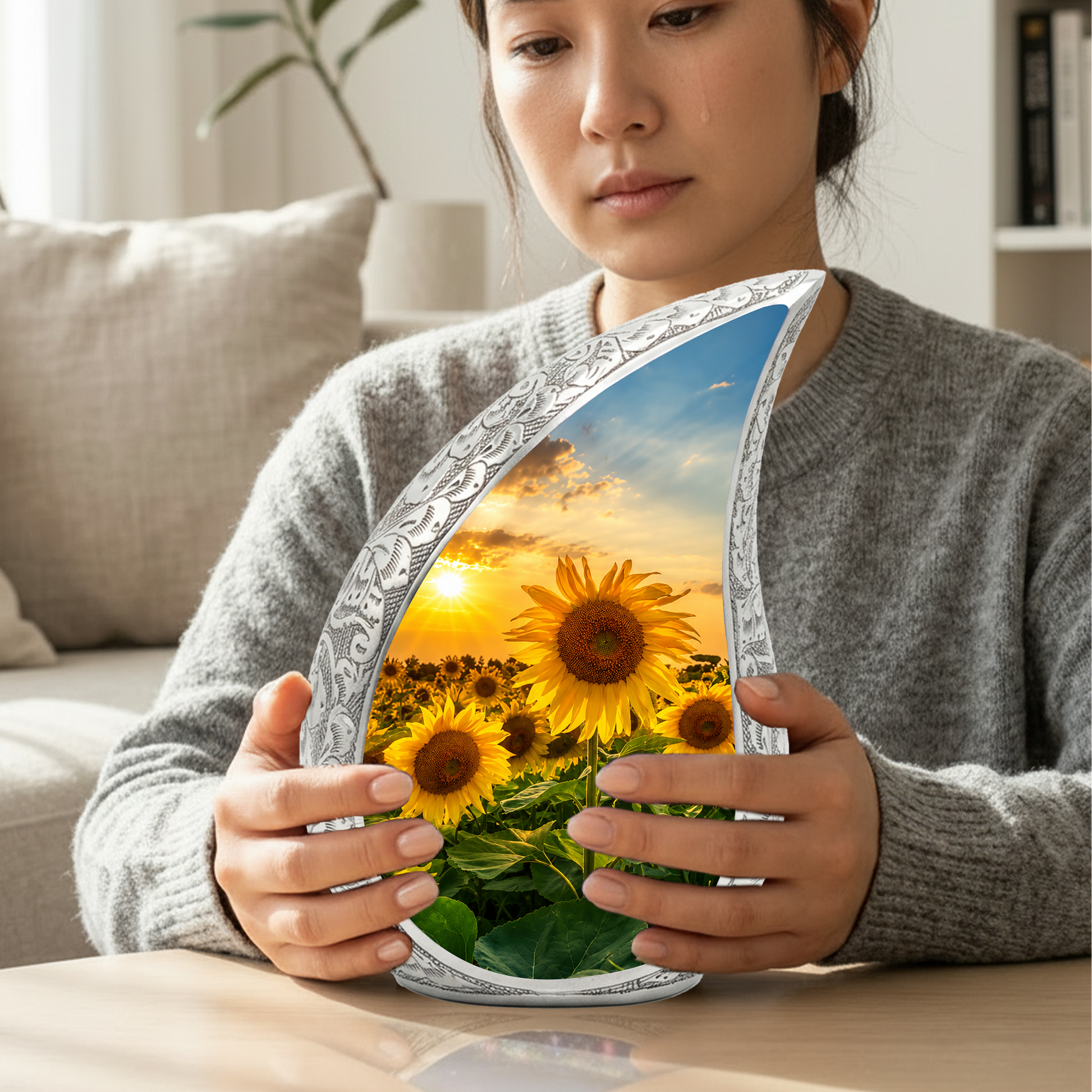 Sunflower Urn for Human Ashes | Beautiful Sunflower Cremation Urn for Mom & Women