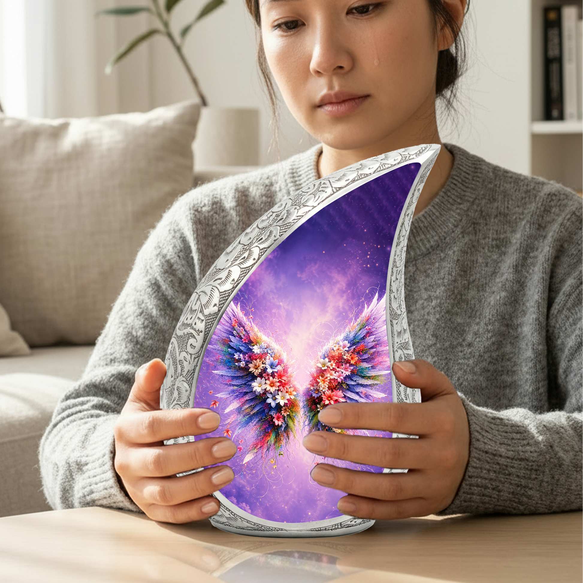 Angel Wings Memorial Urn for Mom, Beautiful Cremation Urn for Women