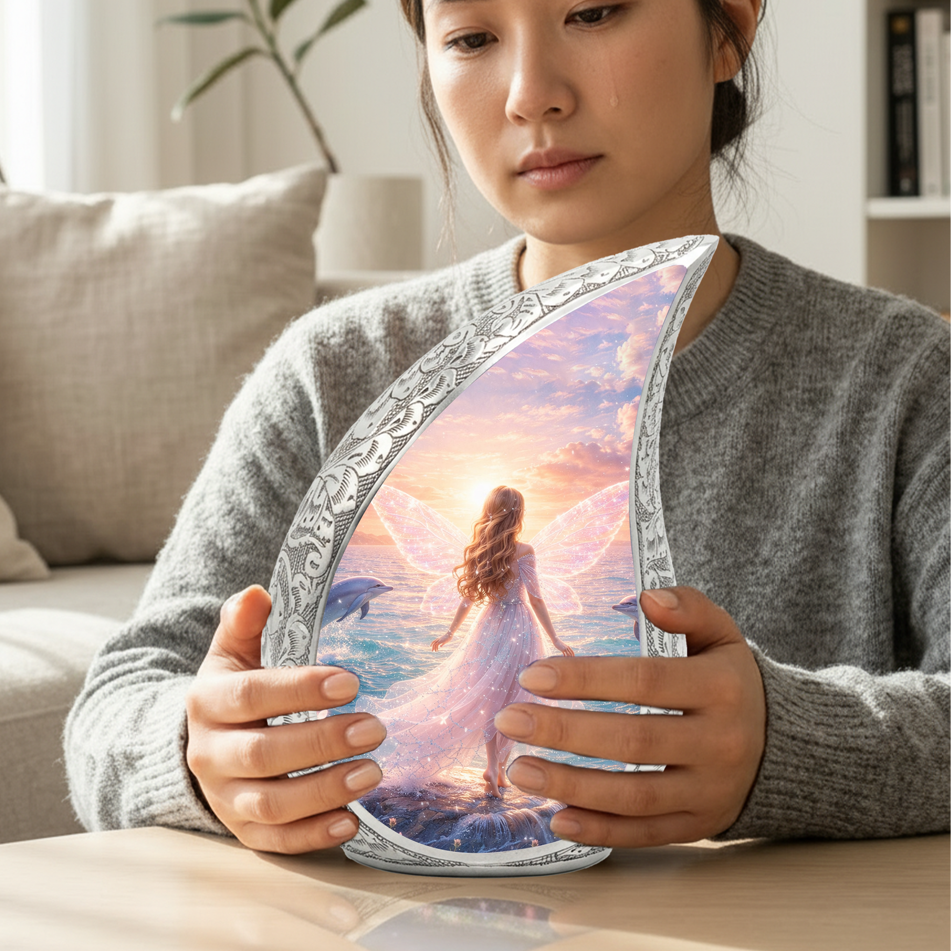 Guardian Angel Urn for Mom - Mermaid Cremation Urn For Adult Female