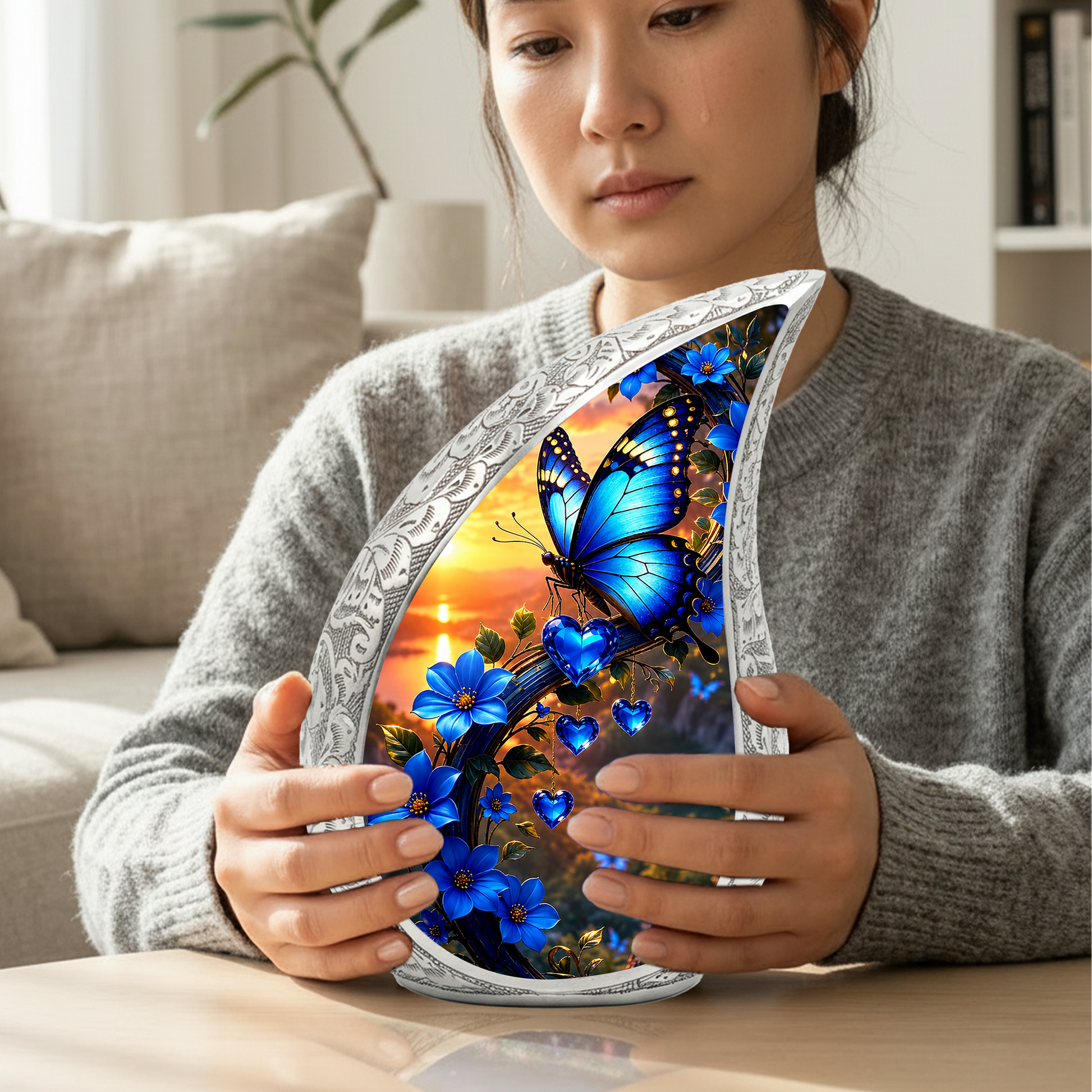 Blue Butterfly Urn for Ashes | Butterfly Urns for Human Ashes, Butterfly Urn for Cremains,