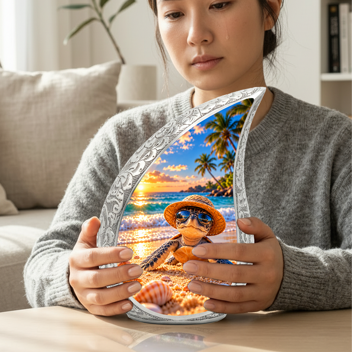 Turtle Cremation Urn for Ashes, Sea Turtle Memorial Urn, Beach Adult Urn