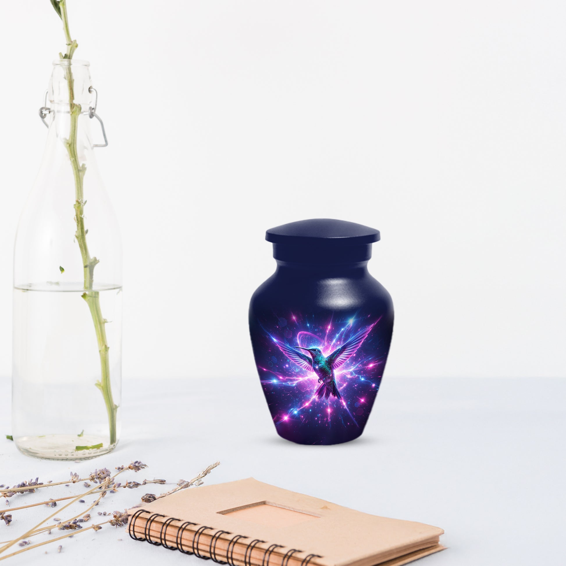 Humming Bird with Blue Urn for Human Ashes | Blue Hummingbird Adult Cremation Urn