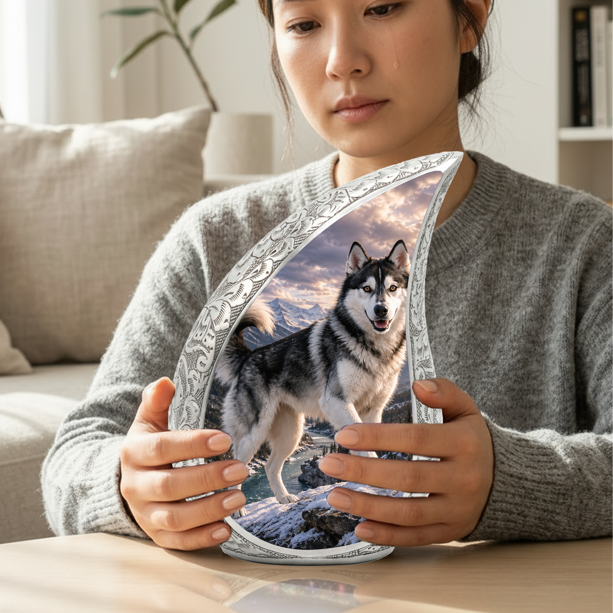 Large Husky Dog Cremation Urn - Siberian Memorial Keepsake Urns For Pet Ashes