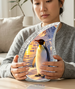 Penguin Memorial Urn for Mom, Dad & Family – Handmade Cremation Urn for Human Ashes