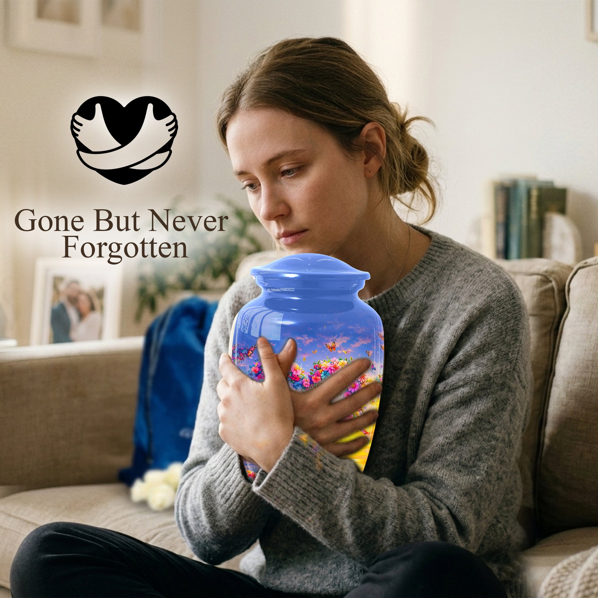 Butterfly Urn for Ashes – Floral Heart  Urn for Mom | Adult Female Cremation Large Urn
