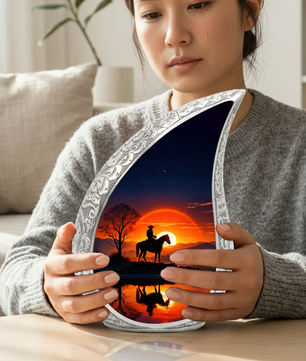 Cowboy Sunset Adult Urn for Human Ashes – Western Cowboy Cremation Urn