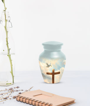 Christian Cross Cremation Urn for Mom – Dove Memorial Urn for Ashes