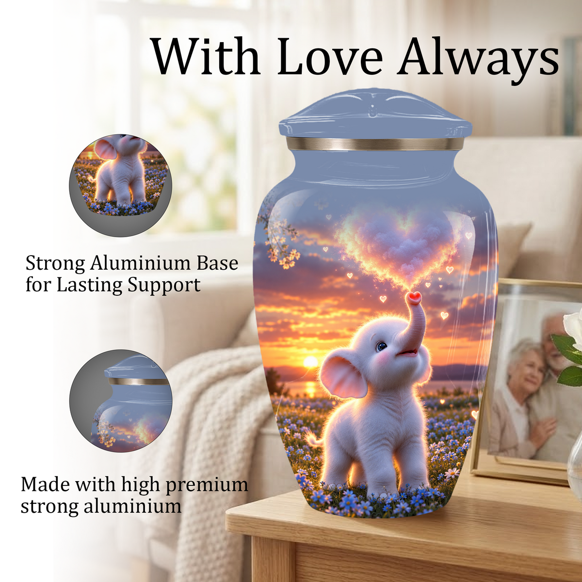 Elephant Cremation Urn for Ashes | Personalized Elephant Memorial Urn | Cute Elephant Urn
