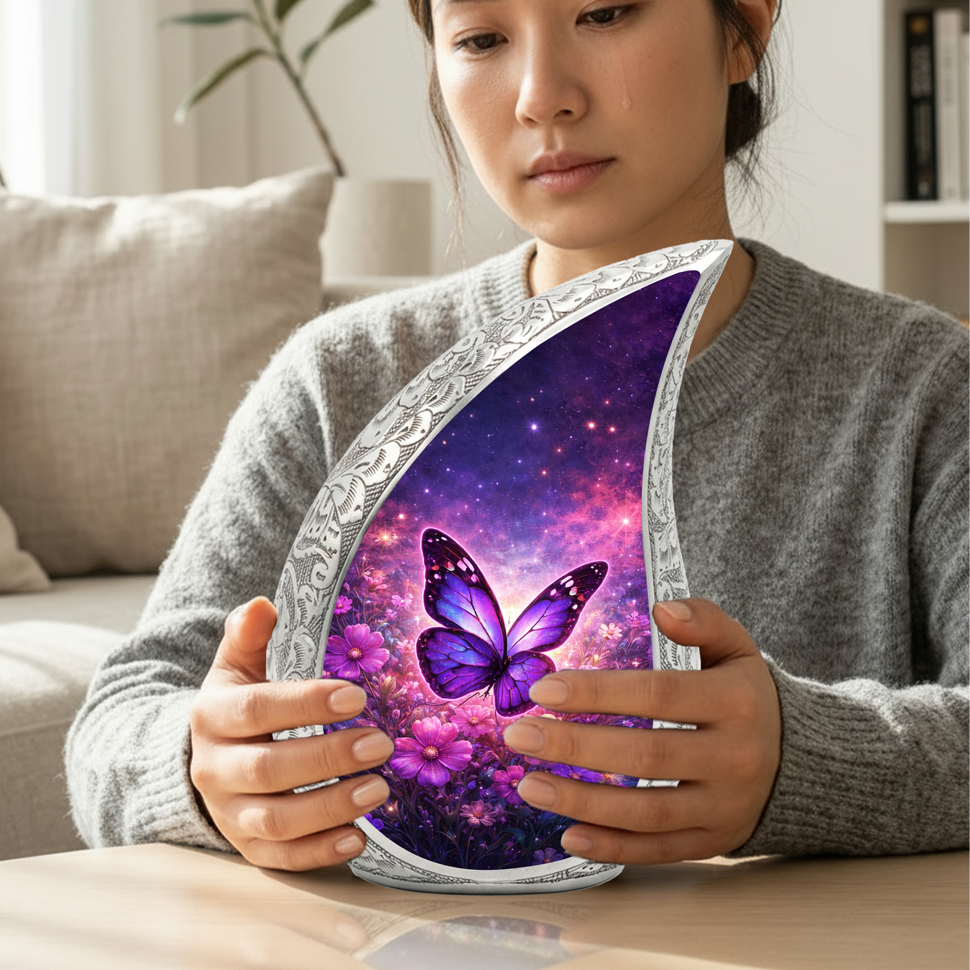 Purple Butterfly Adult Urn for Human Ashes – Premium Purple Butterfly Cremation Urn