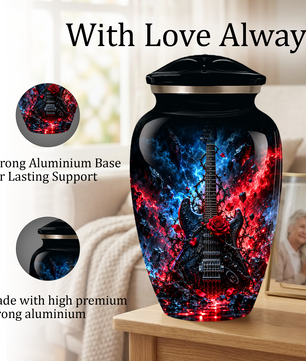 Personalized Electric Guitar Cremation Urn for Ashes, Black Adult  Memorial Urn, Music Lover Tribute Urn
