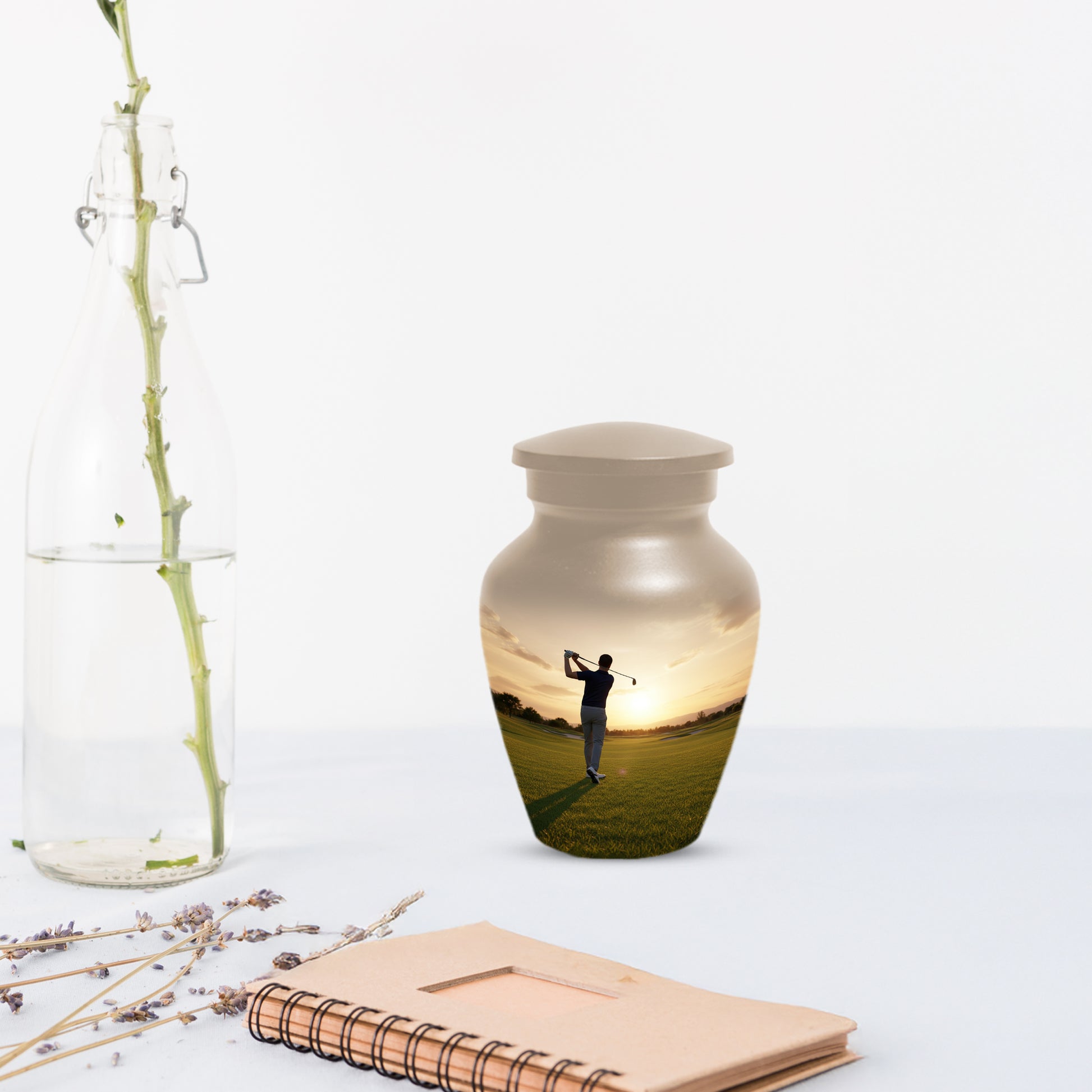 Golf Sunset Adult Urn for Human Ashes | Personalized Golf Cremation Ursn for Men & Dad