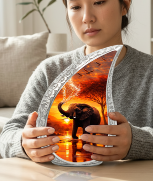 Elephant Sunset Adult Urn for Human Ashes – Premium Elephant Cremation Urn