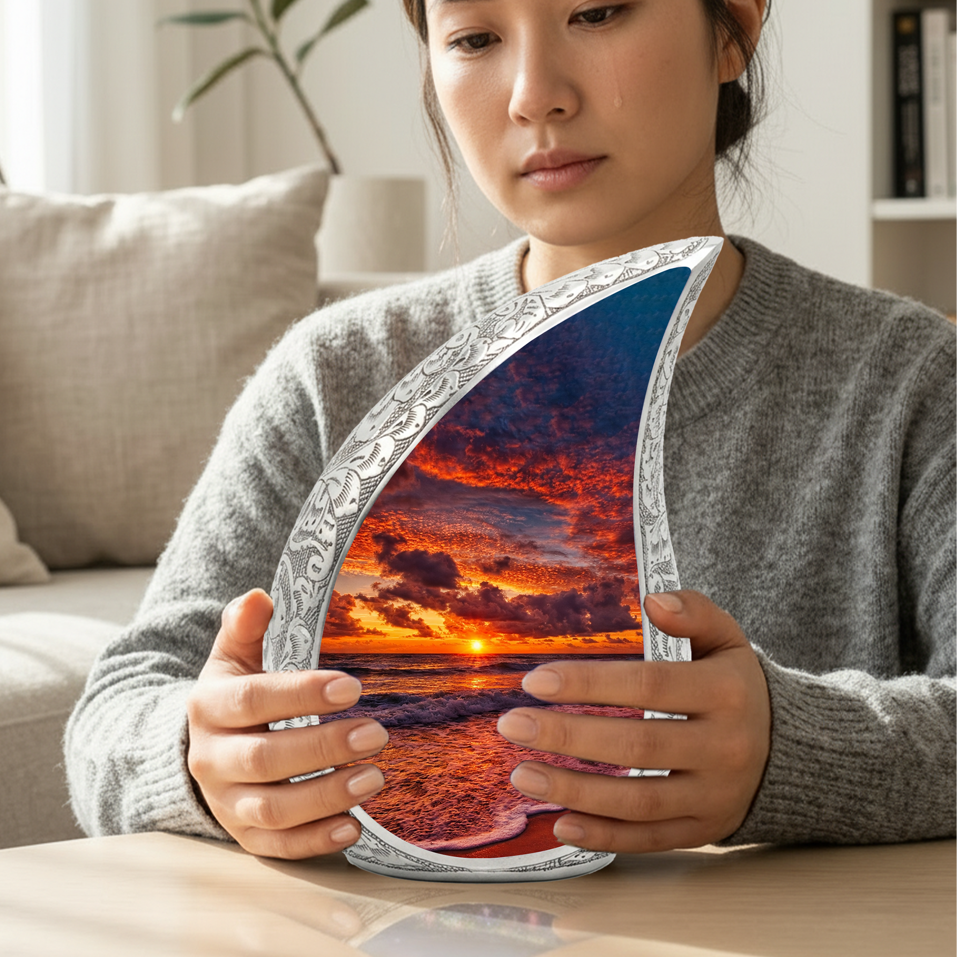 Ocean Sunset Adult Urn for Human Ashes – Premium Ocean Sunset Cremation Urn