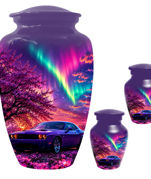 Muscle Car Urn for Human Ashes, Aurora Borealis Cremation Keepsake Urnsfor Dad