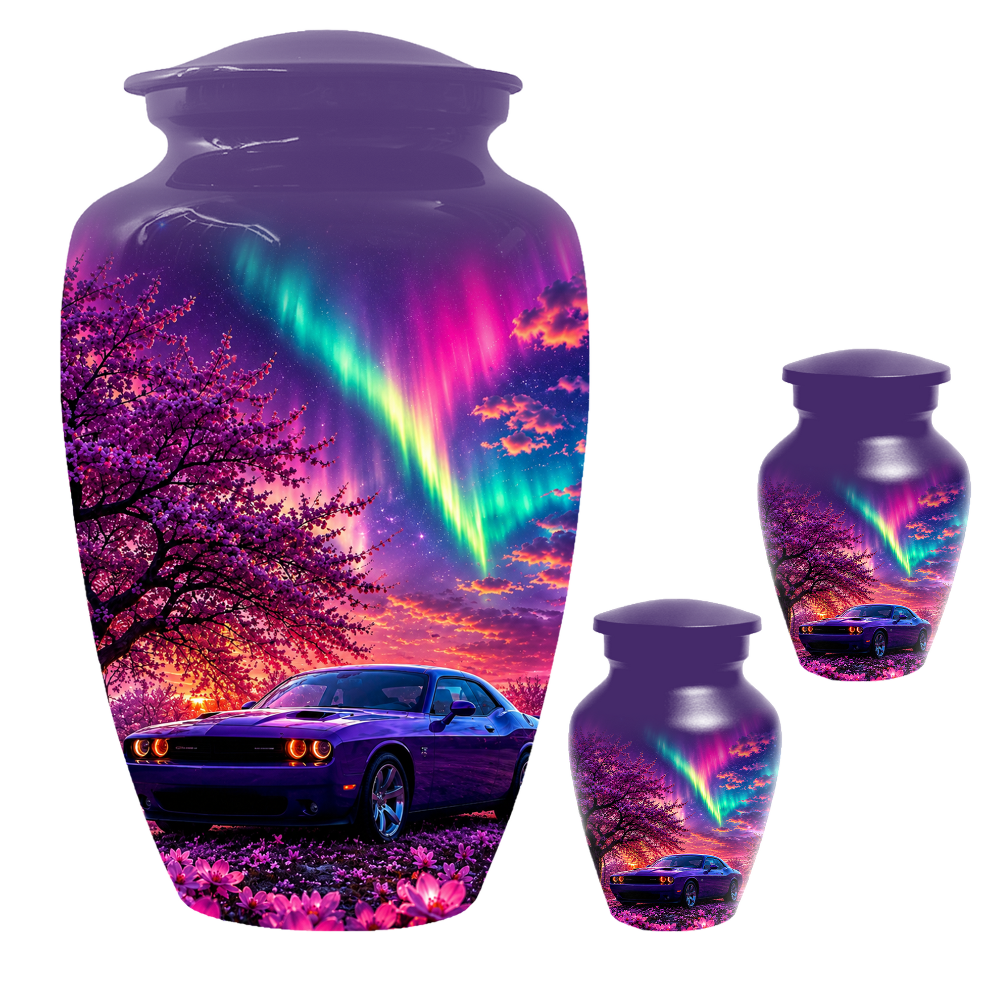 Muscle Car Urn for Human Ashes, Aurora Borealis Cremation Keepsake Urnsfor Dad