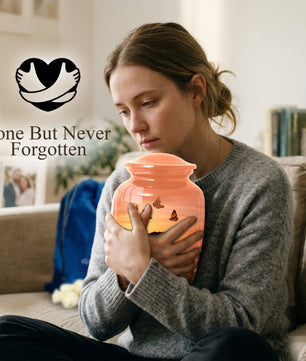 Dog Memorial Urn for Mom | Sunset Pet Memorial Cremation Large Urn - Keepsake Urn For Ashes