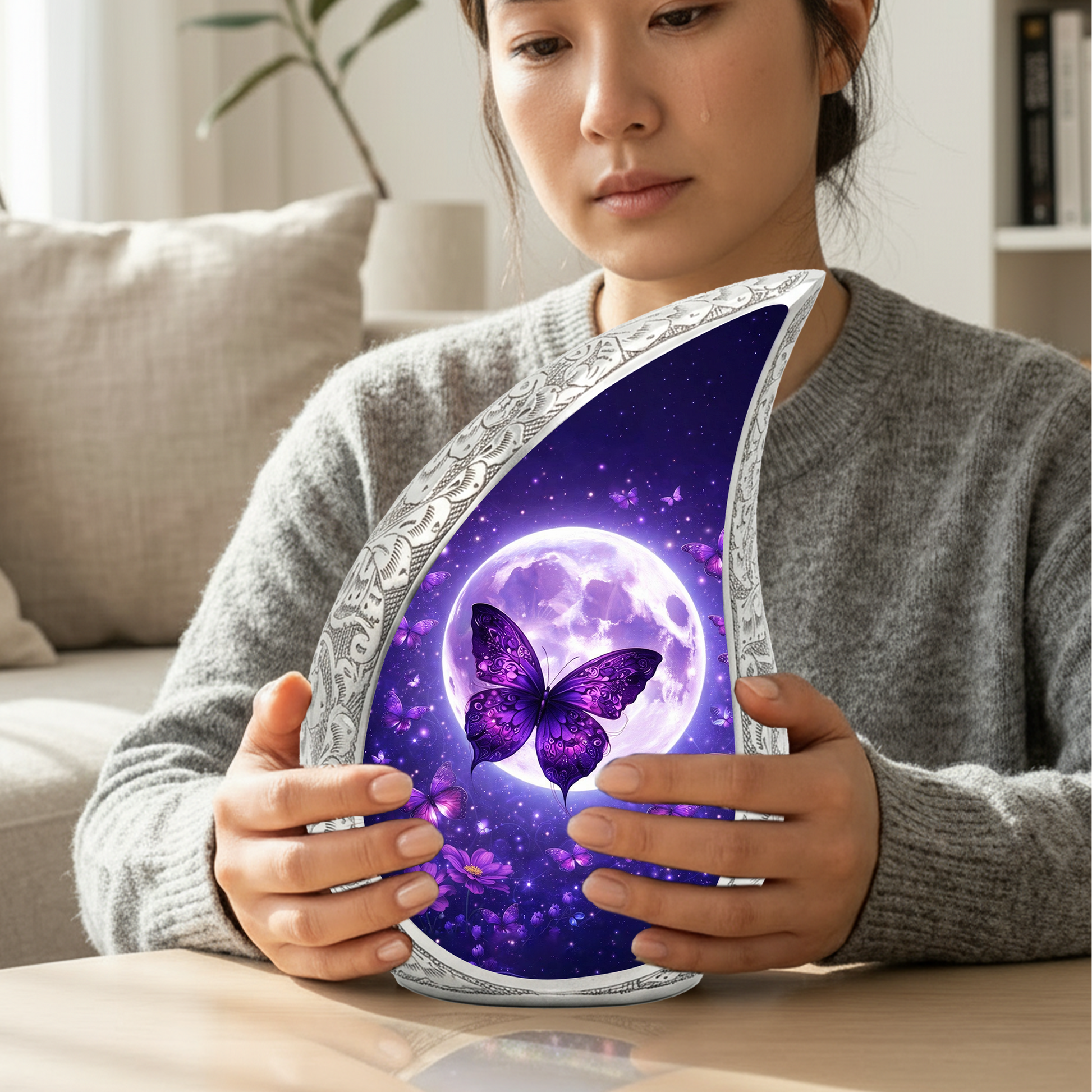 Purple Butterfly Adult Urn for Human Ashes – Premium Purple Butterfly Cremation Urn