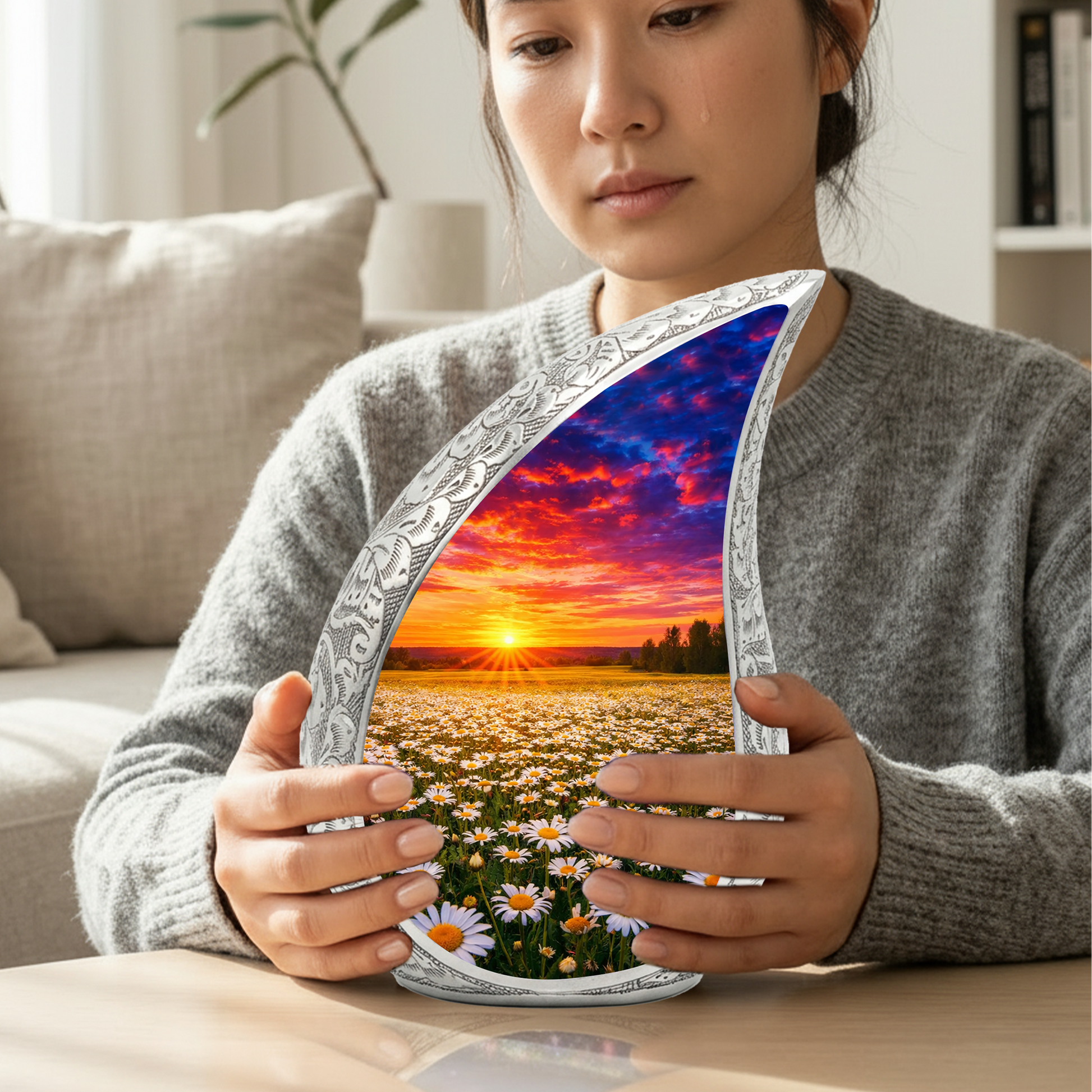 Sunflower Sunset Cremation Urn for Adult Ashes