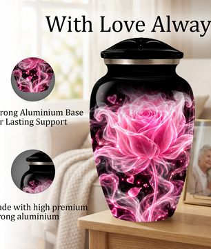 Pink Rose Cremation Urn for Ashes | Personalized Floral Memorial Urn | Handmade Adult Urn for Human Ashes