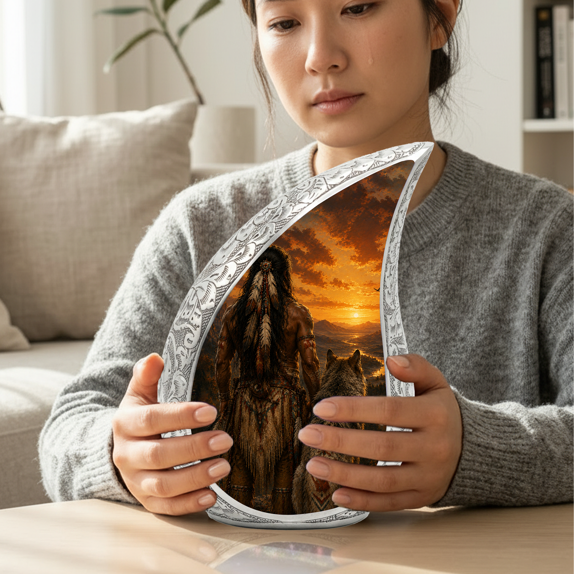 Warrior Sunset Urn for Adult Ashes | Adult Cremation Urn for Human Ashes