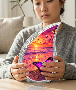 Butterfly Beach Urn for Human Ashes | Ocean Theme Adult Cremation Urn
