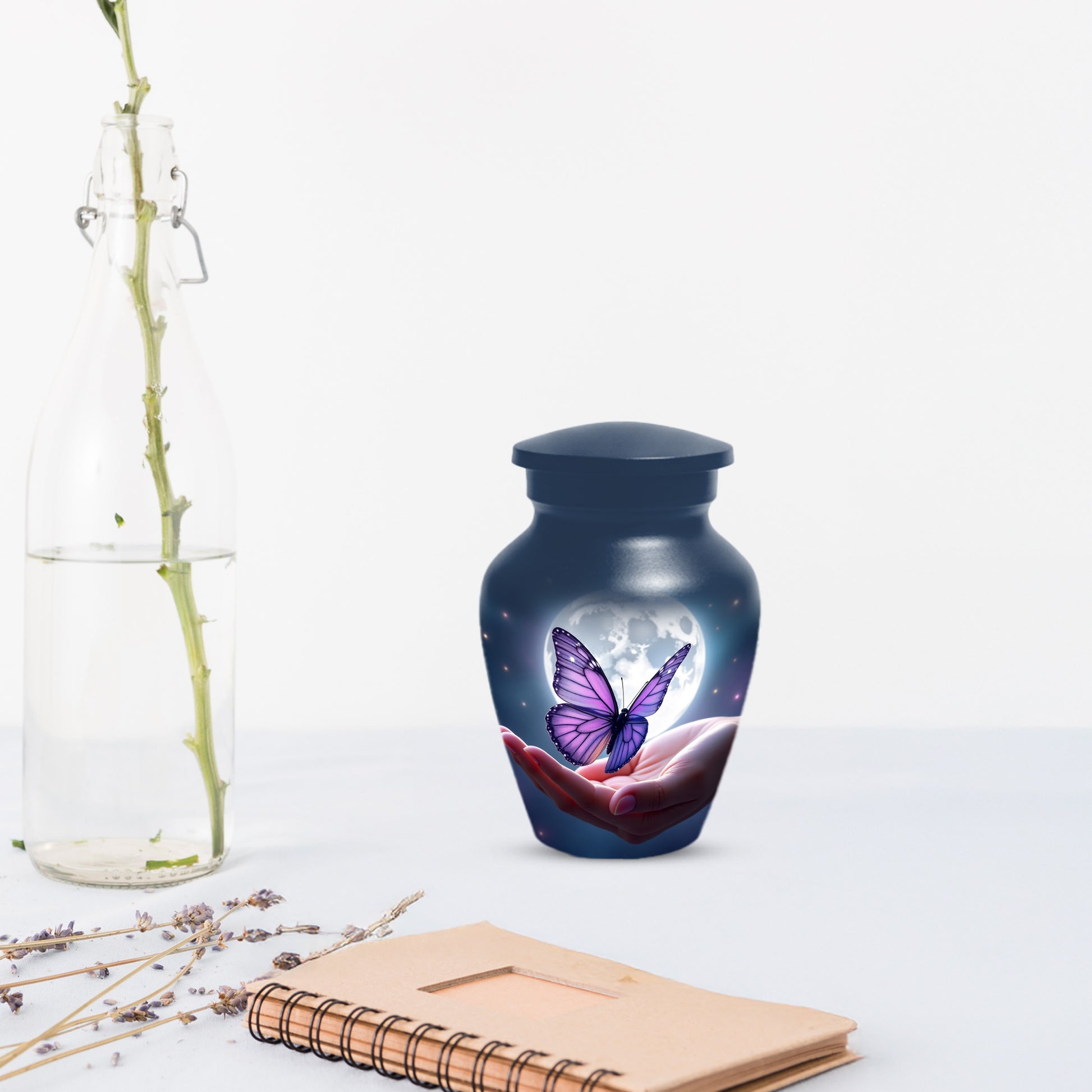 Beautiful Moon Purple Butterfly Urn for Human Ashes | Purple Butterfly Moonlight Cremation Urn