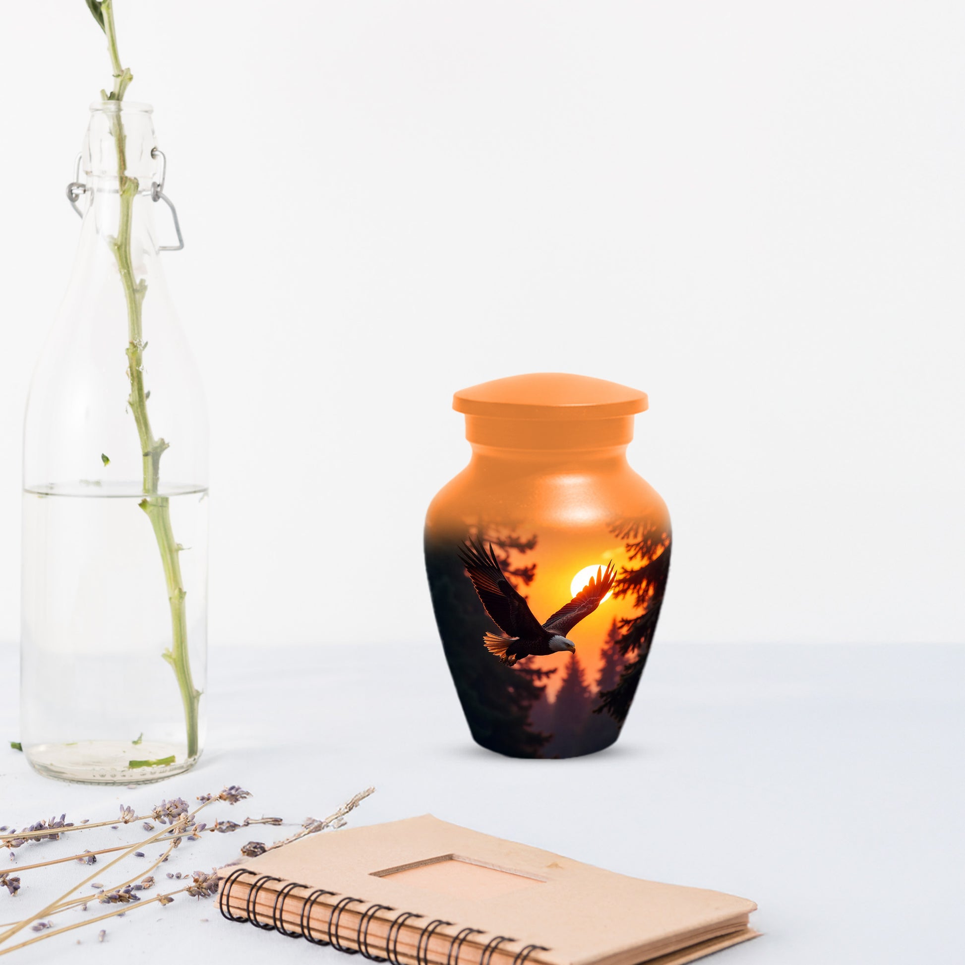 Eagle Sunset Urn for Human Ashes | Majestic Eagle Adult Cremation Urn | Sunset Memorial Funeral Urn