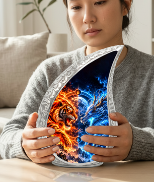 Tiger and Dragon Cremation Urn for Ashes, Fire and Ice Memorial Urn