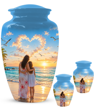 Customizable Mother Daughter Cremation Urn - Custom Photo Text Large Urn Keepsake