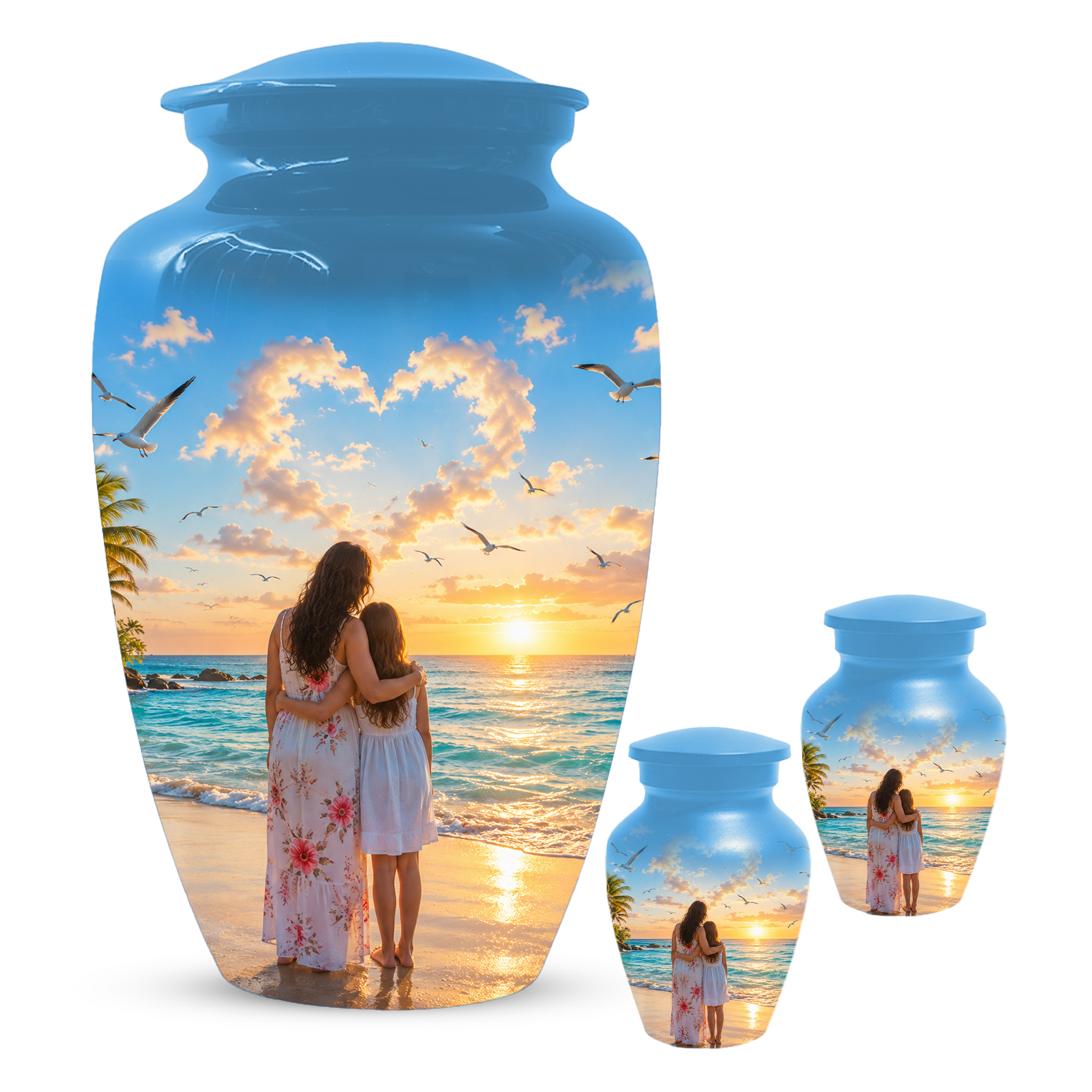 Customizable Mother Daughter Cremation Urn - Custom Photo Text Large Urn Keepsake