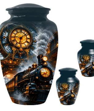 Train Cremation Urn for Men | Steam Locomotive Memorial Urn for Ashes Male